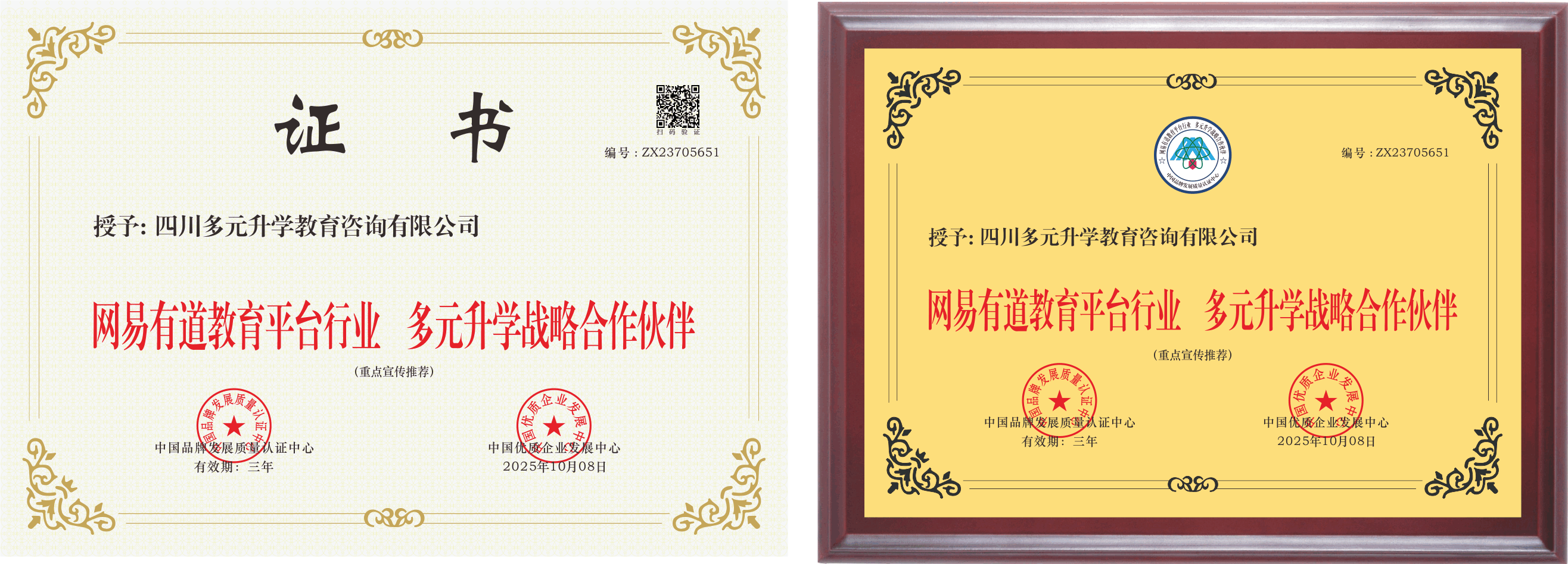网易有道教育平台多元升学战略合作伙伴证书资料